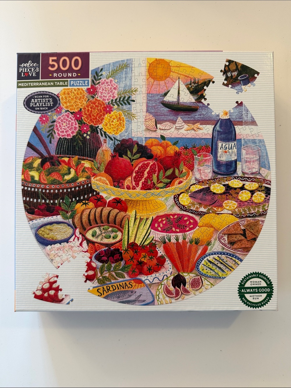 Eeboo- 500 piece  Round puzzle -  Mediterranean Table